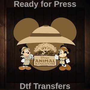 Disney&#39;s Animal Kingdom Ready To Press, Disney Safari Dtf Transfers, Custom Disney Animal Kingdom, Mouse And Friends Dtf, Family Safari Trip