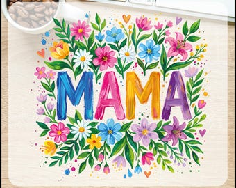 Brushstroke Oil Mama Ready To Press, Colorful Floral Mama Dtf Transfers