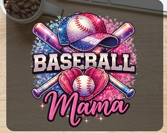 Retro Pink Baseball Mama Ready To Press, Colorful Glitter Baseball Mom Dtf Transfers
