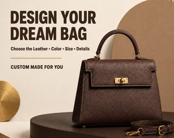 Custom Leather Bag, Design Your Own Tote, Hobo or Crossbody Purse, Handmade Personalized Shoulder Bag, Made to Order Gift for Her