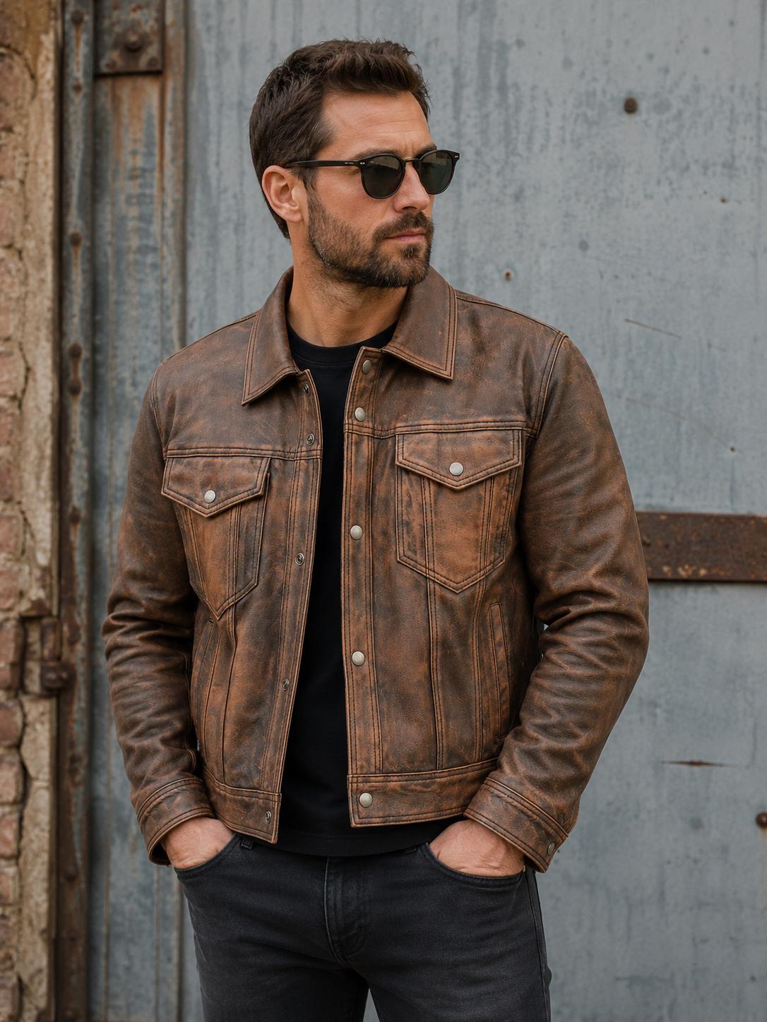 90s Leather Jacket - Etsy