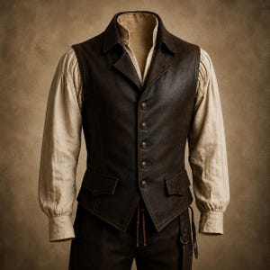 vintage mens leather waistcoat, pirate leather vest men, renaissance leather vest, steampunk waistcoat mens, medieval leather clothing, Victorian leather vest, handmade cowboy leather vest, gothic leather waistcoat, western ranch leather vest, brown distressed leather vest men, fantasy cosplay leather outfit, historical reenactment vest, rustic outlaw vest, old money western fashion, artisan leather waistcoat, frontier style leather vest, mens biker leather vest, retro cowboy waistcoat
