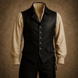 black leather vest men, gothic leather waistcoat, vintage western leather vest, pirate cosplay leather vest, handmade mens waistcoat, Victorian leather vest men, medieval leather clothing, steampunk leather waistcoat, old west cowboy vest, renaissance fair outfit men, biker leather vest black, rugged outlaw leather apparel, fantasy leather costume, frontier western fashion, artisan handmade leather vest, historical clothing, rustic ranch waistcoat, Etsy mens fashion, classic cowboy waistcoat