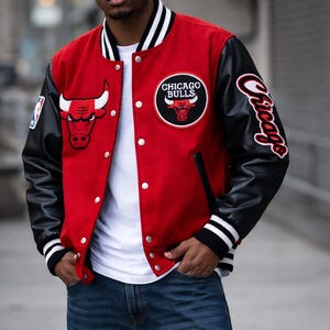 Leather Chicago Bulls Jacket Vintage - Etsy