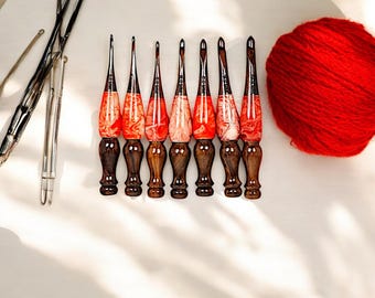 Rosewood Crochet Hook Set – Ergonomic Knitting Kit, 3.5mm-10mm