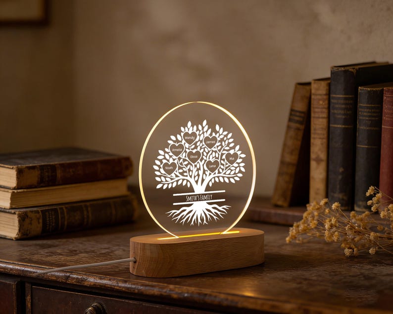 Tree Led Night Light Personalized Family Tree LED Night Light,custom Family Names Lamp ...