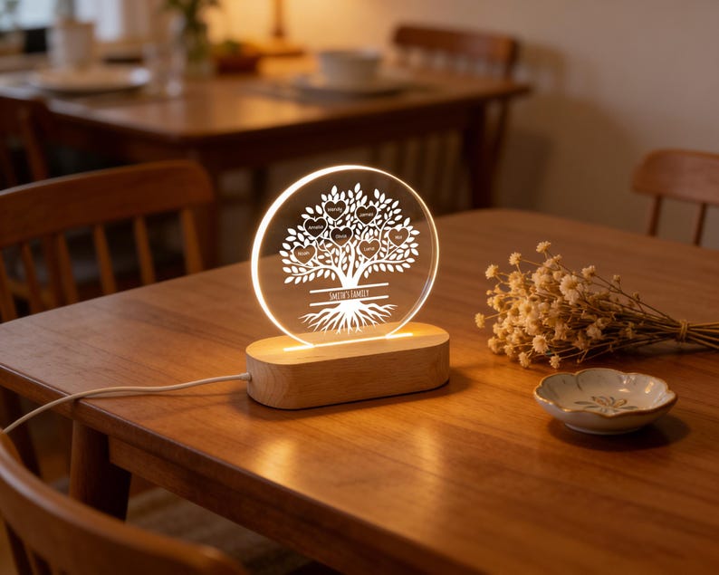 Tree Led Night Light Personalized Family Tree LED Night Light,custom Family Names Lamp ...