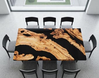 Made to Order Custome Table,Custom Rasin Dining Table, Epoxy Dining Table, Walnut Epoxy Table With Leg