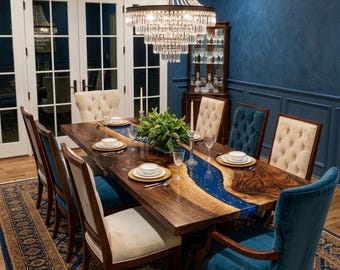Made to Order Custome Table,Custom Rasin Dining Table, Epoxy Dining Table, Walnut Epoxy Table With Leg.