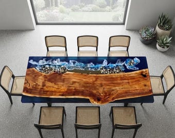 Made to Order Custome Table,Custom Rasin Dining Table, Epoxy Dining Table, Walnut Epoxy Table With Leg