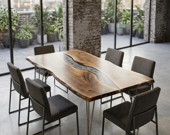 Made to Order Custome Table,Custom Rasin Dining Table, Epoxy Dining Table, Walnut Epoxy Table With Leg.