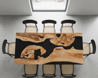 Made to Order Custome Table,Custom Rasin Dining Table, Epoxy Dining Table, Walnut Epoxy Table With Leg
