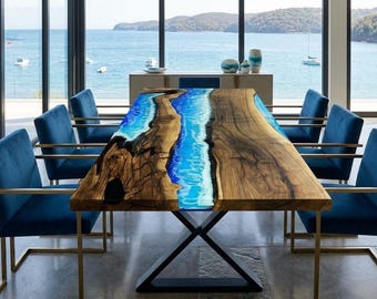 Made to Order Custome Table,Custom Rasin Dining Table, Epoxy Dining Table, Walnut Epoxy Table With Leg