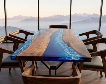 Made to Order Custome Table,Custom Rasin Dining Table, Epoxy Dining Table, Walnut Epoxy Table With Leg