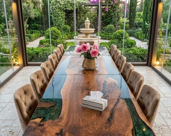 Made to Order Custome Table,Custom Rasin Dining Table, Epoxy Dining Table, Walnut Epoxy Table With Leg.