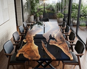 Made to Order Custome Table,Custom Rasin Dining Table, Epoxy Dining Table, Walnut Epoxy Table With Leg