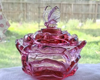 Fenton Butterfly Rose Bowl - Candy Dish/Trinket Dish
