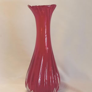 Retro Red red mic century vaseVase - Ruby Red, Ruffled Rim & Polished Pontil