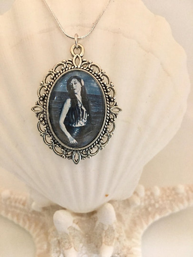 Bronze or Silver Color Mermaid Cameo Necklace image 3