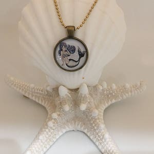 Gold or Silver color Mermaid Cameo Necklace image 2