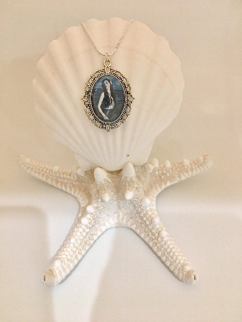 Bronze or Silver Color Mermaid Cameo Necklace image 2