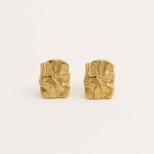 Chunky Gold Statement Studs: Modern Textured Earrings