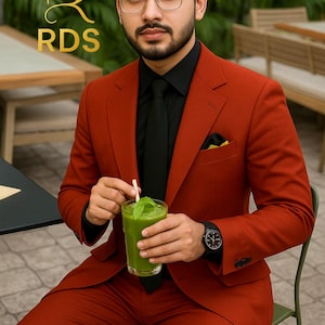 Premium Rust Orange Men’s Suit | Designer Slim-Fit Blazer & Trousers | Wedding, Party Formal Wear by RDS