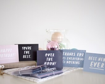 Mini greetings card set // 5 cute little A7 cards for any occasion
