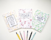 A5 Notebook Set - 3 Lined Notebooks featuring Spring Floral Designs & Inspirational Quotes