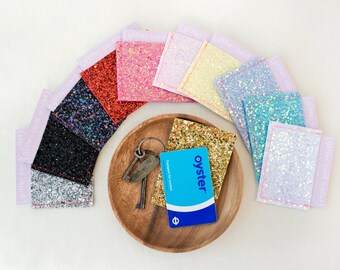 Oyster Card Holder - Handmade Glitter Card Wallet - Travel Card Holder