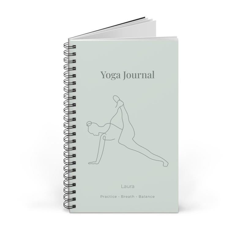 Yoga Journal Spiralbindung, personalisiertes Yoga Tagebuch, minimalistisches Notizbuch für Balance & Achtsamkeit image 3