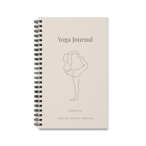 Yoga Journal Spiralbindung, personalisiertes Yoga Tagebuch, minimalistisches Notizbuch für Achtsamkeit & Balance, Journal mit Namen image 2