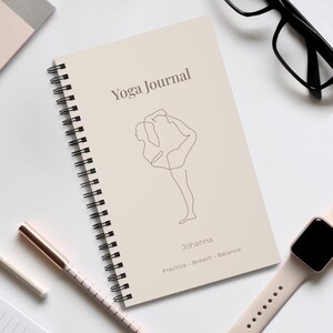 Yoga Journal Spiralbindung, personalisiertes Yoga Tagebuch, minimalistisches Notizbuch für Achtsamkeit & Balance, Journal mit Namen image 7