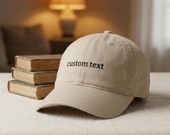 Personalized Embroidered Baseball Cap, Custom Text Organic Cotton Dad Hat, Minimalist Monogram Cap, Custom Gift for Her