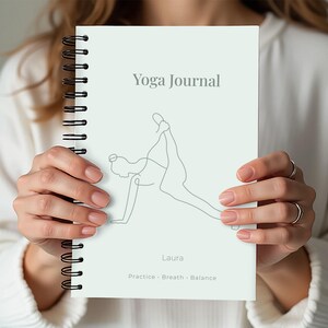 Yoga Journal Spiralbindung, personalisiertes Yoga Tagebuch, minimalistisches Notizbuch für Balance & Achtsamkeit image 1
