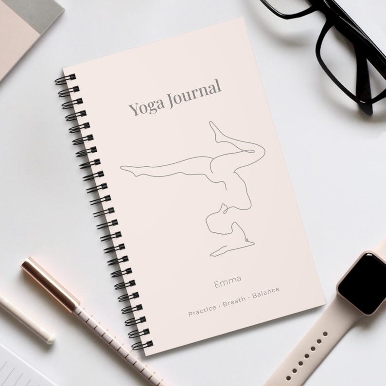 Yoga Journal Spiralbindung, personalisiertes Yoga Tagebuch, minimalistisches Notizbuch für Yogis, handliches Format, Geschenk für Yogis image 7