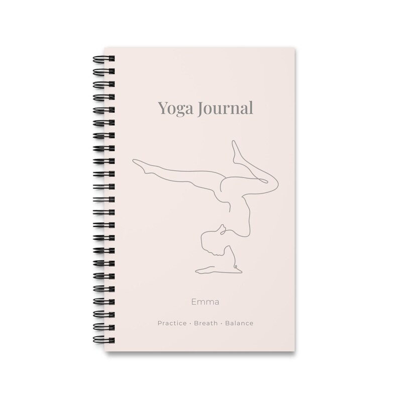 Yoga Journal Spiralbindung, personalisiertes Yoga Tagebuch, minimalistisches Notizbuch für Yogis, handliches Format, Geschenk für Yogis image 2
