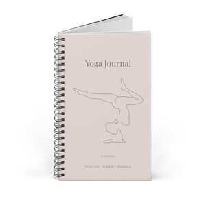 Yoga Journal Spiralbindung, personalisiertes Yoga Tagebuch, minimalistisches Notizbuch für Yogis, handliches Format, Geschenk für Yogis image 3