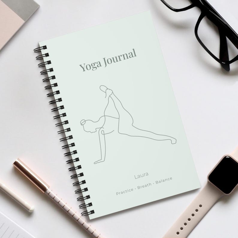 Yoga Journal Spiralbindung, personalisiertes Yoga Tagebuch, minimalistisches Notizbuch für Balance & Achtsamkeit image 7