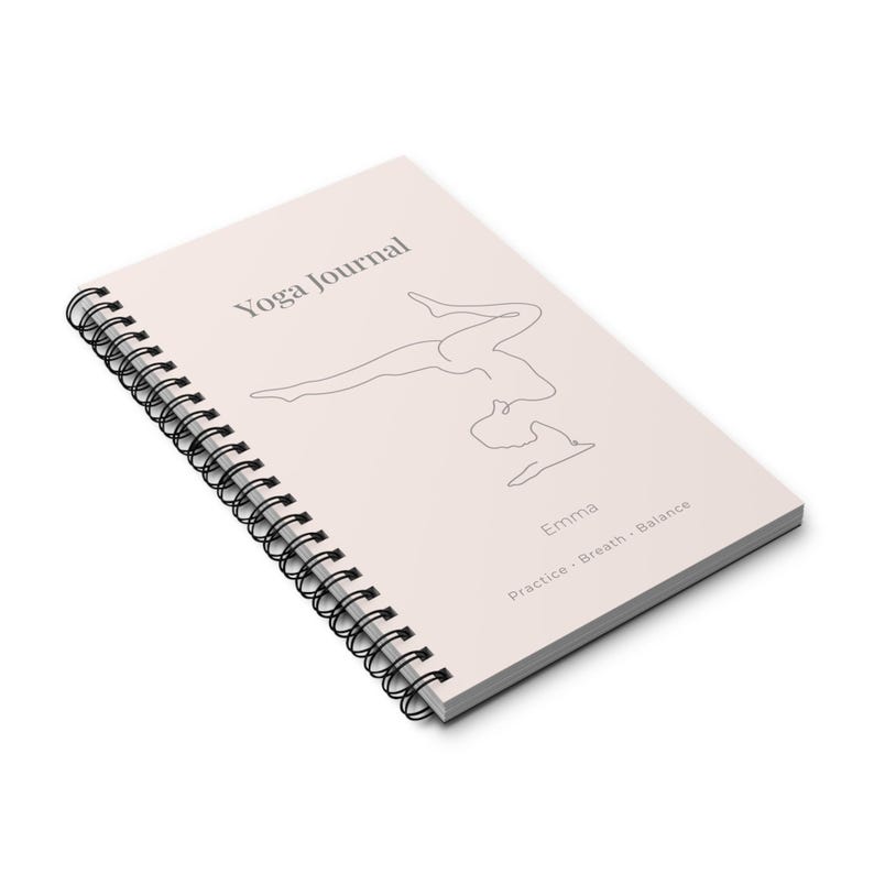 Yoga Journal Spiralbindung, personalisiertes Yoga Tagebuch, minimalistisches Notizbuch für Yogis, handliches Format, Geschenk für Yogis image 4
