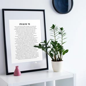 Digitale download Psalm 91, minimalistische christelijke muurkunst, moderne printables bijbelvers, schrift digitale kunst, wanddecoratie