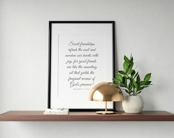 Proverbs 27:9 Friendship Bible Verse Print | Christian Wall Art (Digital Download)
