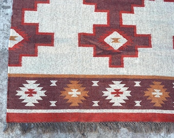 Handmade Wool Jute Kilim Rug, Handwoven Wool Jute Rug, Kilim Jute Rug, Flatweave Rug, Bohemian Rug, Indian Dhurrie Rug