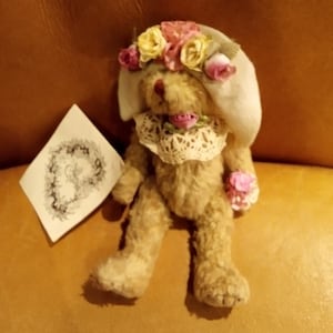 Tilden Manor Teddy Bear Victorian style hat roses brocade with Tag