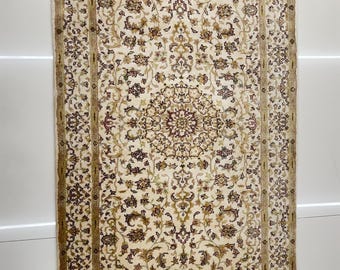 Hand-Knotted Wool & Silk Rug: 2.6x4.8 ft Persian Carpet