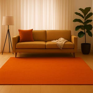 Hand-Tufted Tangerine Rug: Retro Orange Wool Blend Carpet