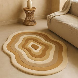 Abstract Earth Tone Rug: Modern Organic Tufted Carpet