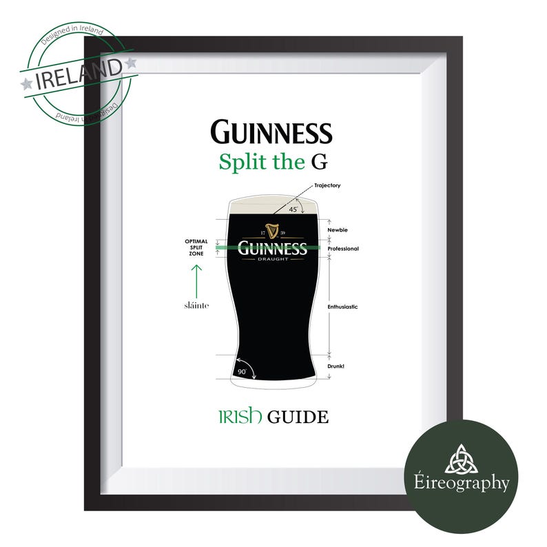 Guinness Split the G Irish Guide Poster – Pub Tradition Art (Digital Download) 300dpi image 1