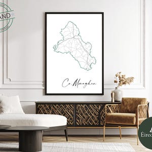 Monaghan Map Print: Ireland County Outline, Minimalist Home Decor, Instant Download, jpeg, pdf, 300dpi