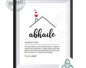 Abhaile Irish Home Art Print, Gaeilge Quote (Instant Digital Download 300dpi)